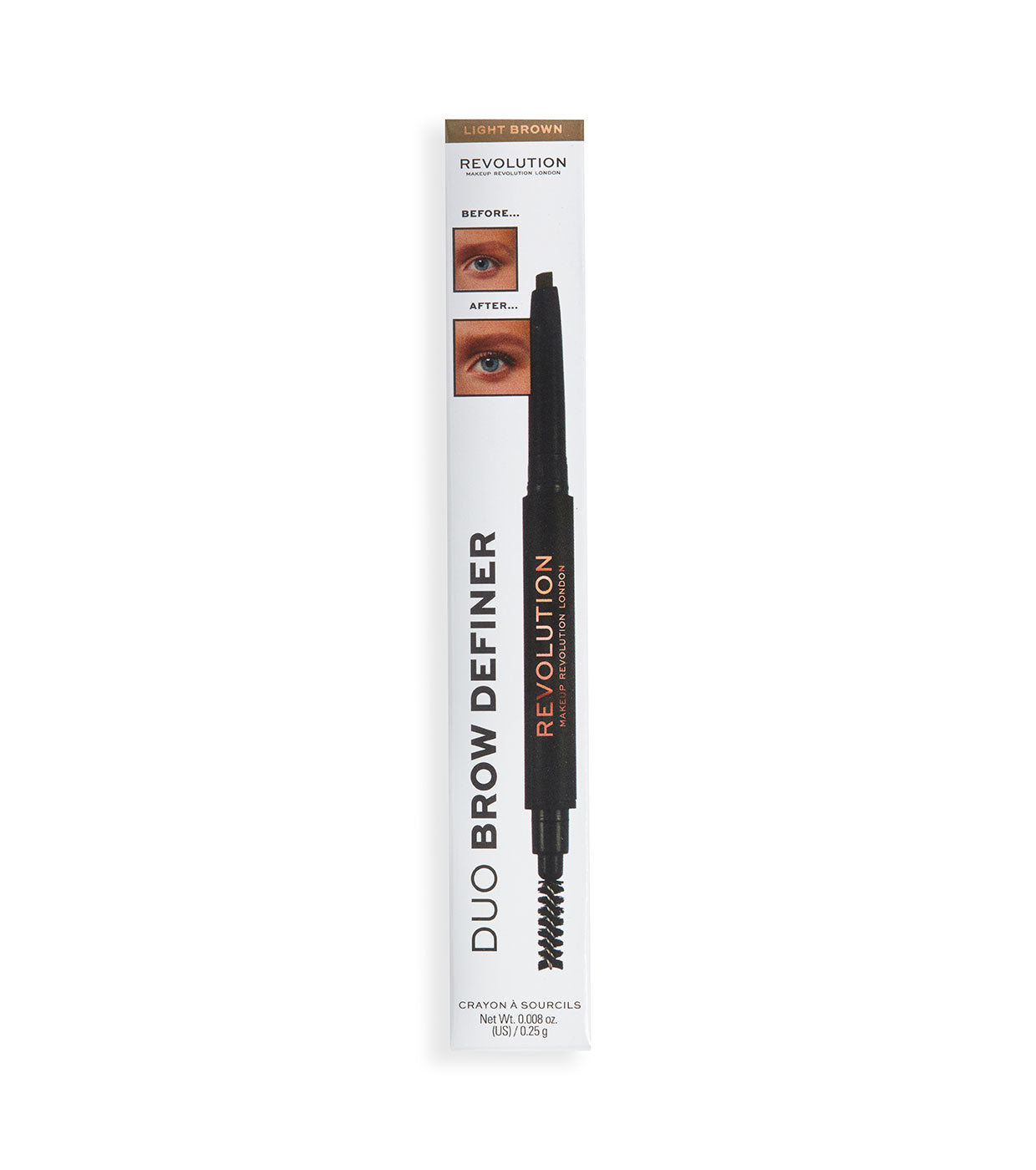 Makeup Revolution - Duo Brow Definer Pencil - Light Brown