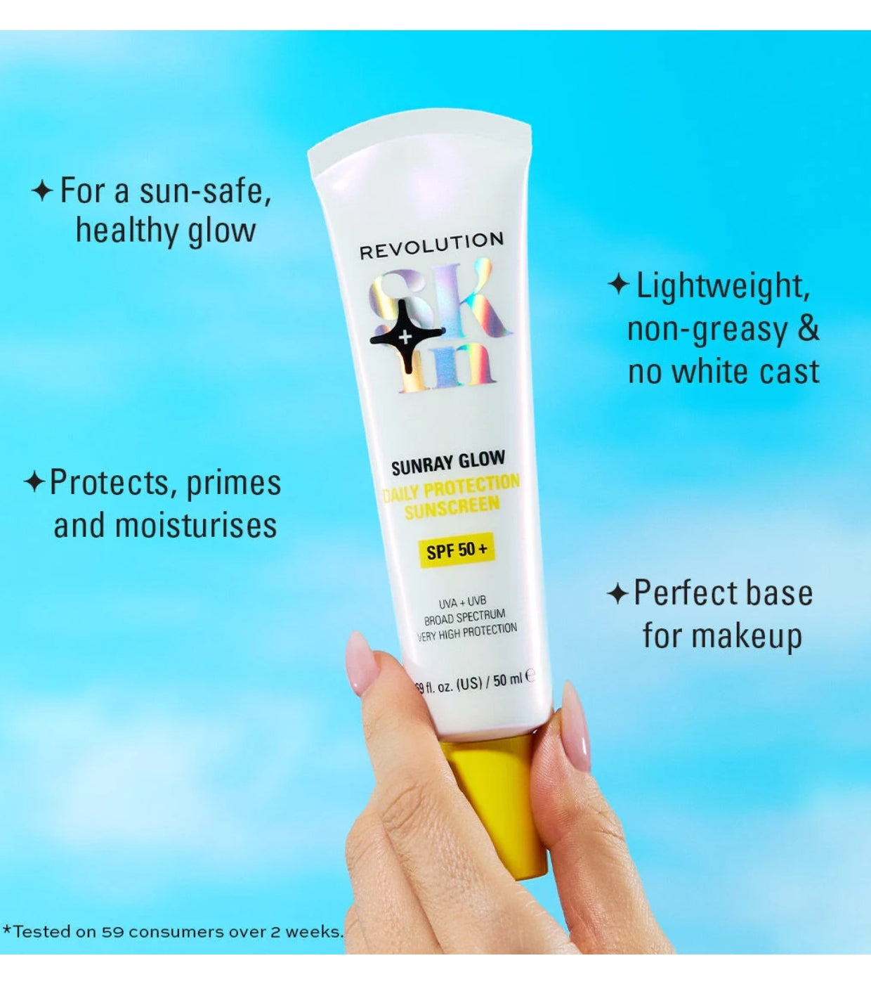 Revolution Skin - Protezione solare Sunray Glow Daily Blur SPF50