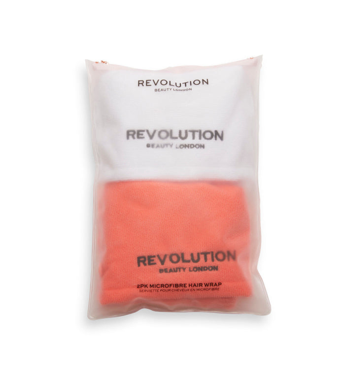 Revolution Haircare - Pacchetto di asciugamani per capelli in microfibra - Bianco e corallo