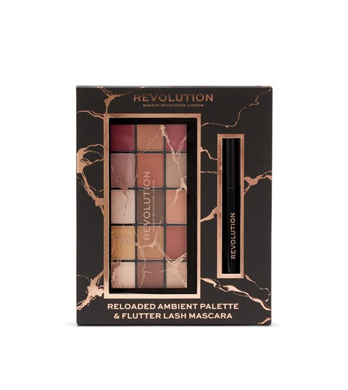 Revolution - Set regalo con palette di ombretti Reloaded Ambient e mascara Flutter Lash