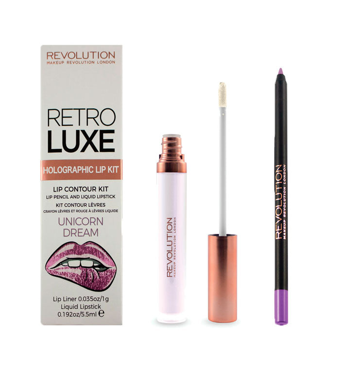Makeup Revolution - Holographic Lip Kit Retro Luxe -  Unicorn Dream