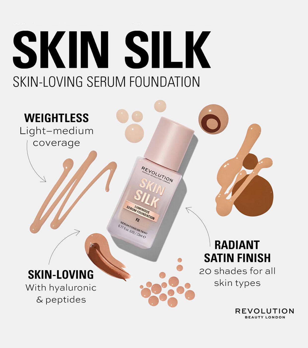 Revolution - Base per il trucco Skin Silk Serum Foundation - F8