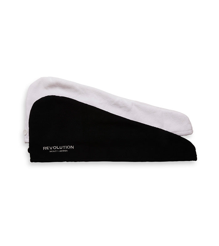Revolution Haircare - Pacchetto di asciugamani per capelli in microfibra - Bianco e nero