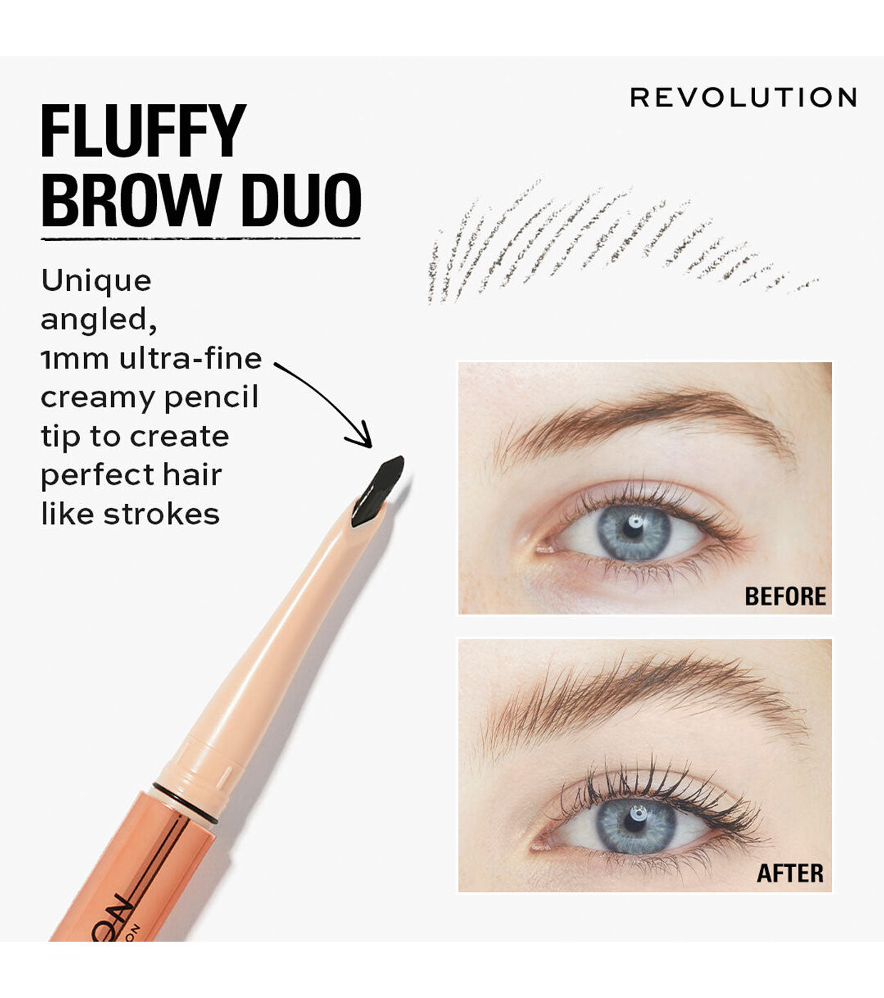 Revolution - Matita per sopracciglia Fluffy Brow Filter Duo - Dark Brown